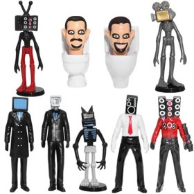 9 Pièces Skibidi Toilet Figuren, Skibidi Toilette Figuren Set, Skibidi Toilet Figurines Daction, Skibidi Toilettes Figure Jo