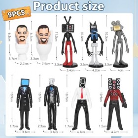 9 Pièces Skibidi Toilet Figuren, Skibidi Toilette Figuren Set, Skibidi Toilet Figurines Daction, Skibidi Toilettes Figure Jo