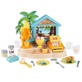 Smoby - Beach Bar - Marchande pour Enfant - Caisse Enregistreuse et Machine à Glaces - 38 Accessoires - Dès 3 Ans - 310545 Mu