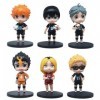 Indorasen Kei Tsukishima Figurine Kenma Kozume Figurine Yu Nishinoya Lot de 6 figurines