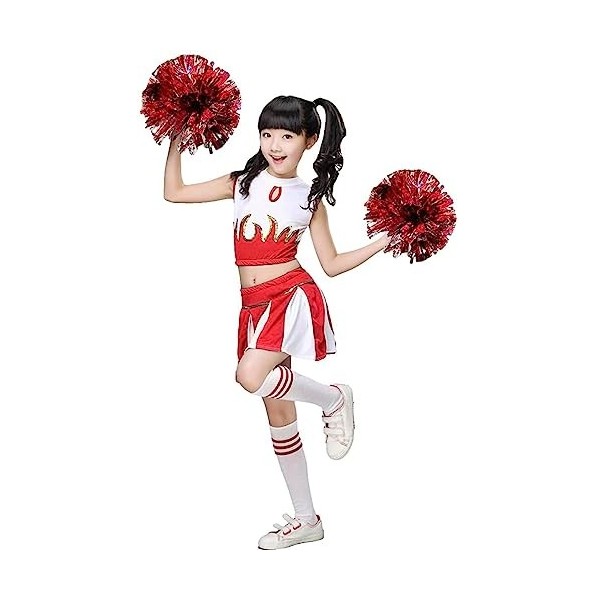 LOLANTA Costume de Cheerleader pour Filles Déguisement Uniforme de Pom-Pom Girl rose,13-15 Ans,Taille du tag 170 