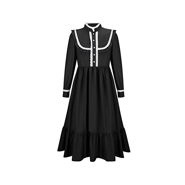 LIKUNGOU Victorienne Robe Coloniale pour Filles, Robe de Pèlerin à Manches Longues Enfants, Costume de Pionnier Déguisement H