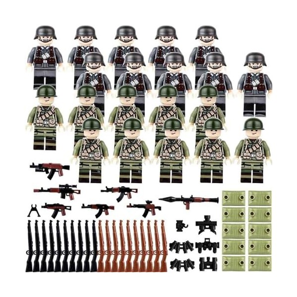 Hyxodjy Soldat Militaire Jouet 20 Pièces Figurines Militaires de la Seconde Guerre Mondiale, Figurine Militaire SWAT Base de 