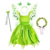 XehCaol 5pcs Déguisement Fée Clochette Enfant Filles,Ailes de Fée Déguisement Princesse de Papillon Fee Halloween Carnaval No