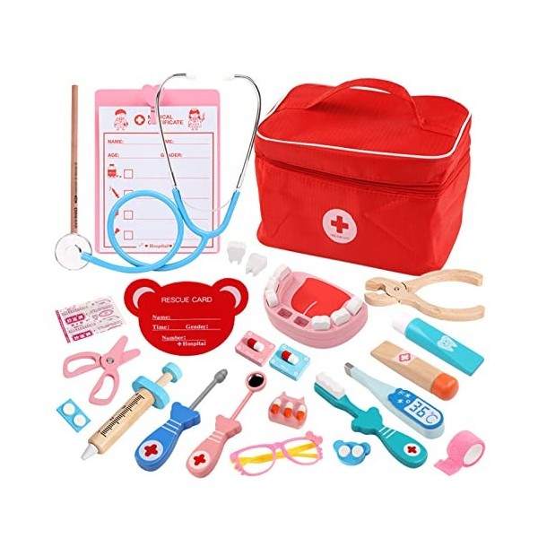 LCTM DéGuisement De Docteur avec Mallette Medecin Outils MéDical pour Enfant Fille Garon Kit MéDecin Jouets RLe du Imitation 