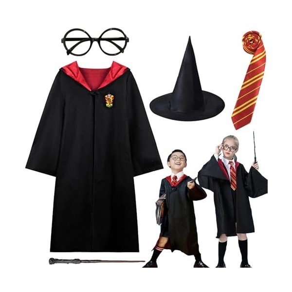 5 Pièces Deguisement Harry Potter Wizard Enfant, 135/145/155 Costum