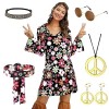 Costume de hippie pour femme - Robe des années 60 et 70 - Vêtements hippie - Pour femme et fille - Robe disco des années 70 -