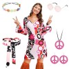 Costume de hippie pour femme - Robe des années 60 et 70 - Vêtements hippie - Pour femme et fille - Robe disco des années 70 -