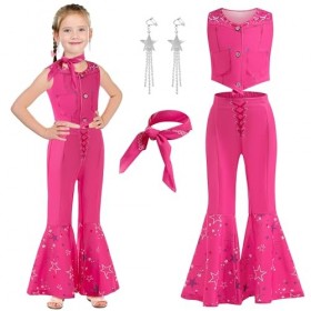 GMEDJVE fille denim Costume Film héros cosplay Rose denim costume enfants Western Fête de Noël dress up 4-13Y