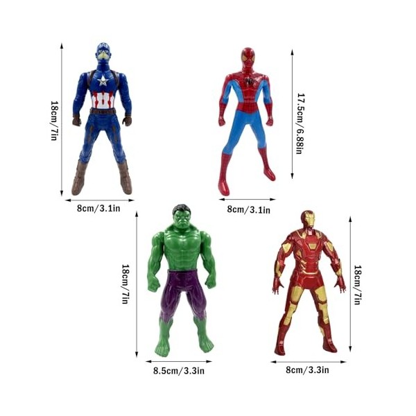 PQKL-party Figurine Super Heros, Figurine Super Heros Articulée, 4Pcs Super  Heros Jouet, Figurine Super Heros Jouet Garcon, F