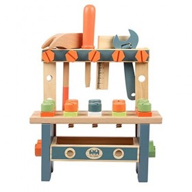 Ioensy Ensemble Détabli pour Enfants Mini Outil de Jeu En Bois, Facile à Assembler, Riche En Couleurs