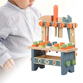Ioensy Ensemble Détabli pour Enfants Mini Outil de Jeu En Bois, Facile à Assembler, Riche En Couleurs