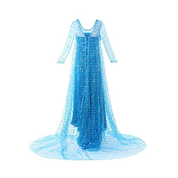 JerrisApparel Robe Costume Petites Filles Princesse Elsa Déguisement Pailleté Elsa avec Accessoires, 140 