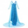 JerrisApparel Robe Costume Petites Filles Princesse Elsa Déguisement Pailleté Elsa avec Accessoires, 140 