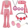 RANJIMA Lot de 8 costumes hippie pour femme - Vêtements hippie des années 60 - Vêtements hippie des années 70 - Tenue disco -