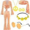 RANJIMA Lot de 8 costumes hippie pour femme - Vêtements hippie des années 60 - Vêtements hippie des années 70 - Tenue disco -