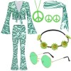 RANJIMA Lot de 8 costumes hippie pour femme - Vêtements hippie des années 60 - Vêtements hippie des années 70 - Tenue disco -