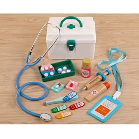 Sunery 14 Pièces Enfants Mallette de Docteur en Bois - Jeu de Médecin Jeu dimitation Jouet Docteur Cadeau de Jeu de Rôle pour