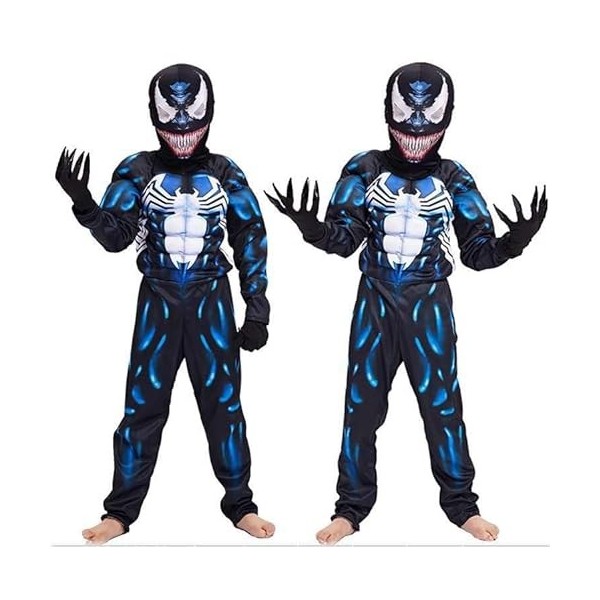 Costume VENOM, Costume + masque + gants, Unisex, Halloween, Carnaval, Cosplay, Unisex, pour enfants, M 7-8L 