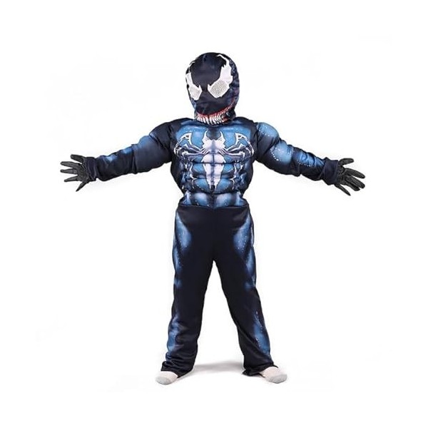 Costume VENOM, Costume + masque + gants, Unisex, Halloween, Carnaval, Cosplay, Unisex, pour enfants, M 7-8L 