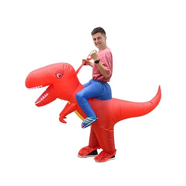 IRETG Déguisement Gonflable Dinosaures objet insolite Dino Costume Gonflable Taille Adulte pour halloween Red 