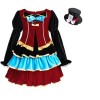 CR ROLRCOS Robe Chapelier fou Costume pour fille Costume Fairytale Chapeau Bas 3 pièces, rouge bordeaux, M