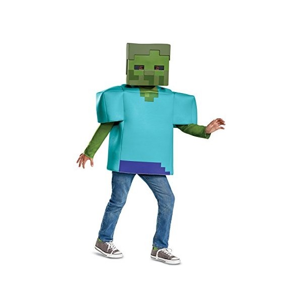 Disguise Officiel Classic Zombie Minecraft Costume Enfant, Déguisement Halloween Enfant, Taille M