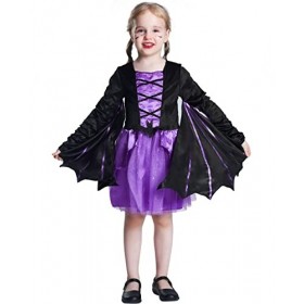 IKALI Filles Vêtements pour chauves - souris La veille dHalloween de sorcière Jeux de rôle daile de luxe pour enfants, carn