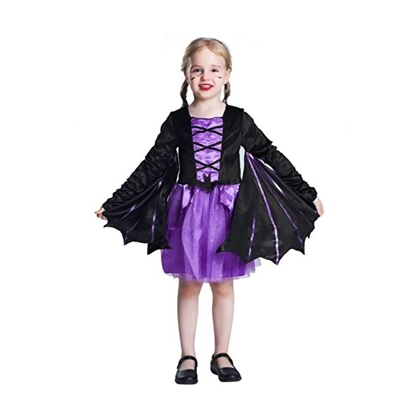 IKALI Filles Vêtements pour chauves - souris La veille dHalloween de sorcière Jeux de rôle daile de luxe pour enfants, carn