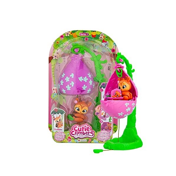 CUTIE CLIMBERS S1 Family Pack Fruitties Dara, Maison de Fleurs avec 1 Animalier à Collectionner Qui grimpe et avec Chiot, Pet