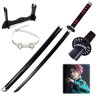 LIUD 104 Cm Katana Demon Slayer Tanjiro Katana Anime en Bois Cosplay Anime Tanjiro Épée Sabre Japonais pour Anime Katana Joue