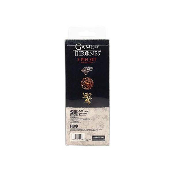 SD Toys - SDTHBO20218 - Lot de 3 badges en métal Game of Thrones - Version Espagnole