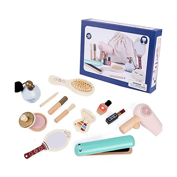 Magent Jouet Coiffure et Maquillage en Bois Beauté Jeux dimitation Princesse pour Enfants Filles