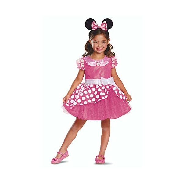 DISGUISE Officiel Deluxe Deguisement Minne Fille avec Oreille Minnie, Robe Minnie Mouse Déguisement de Carnaval Mardi Gras An
