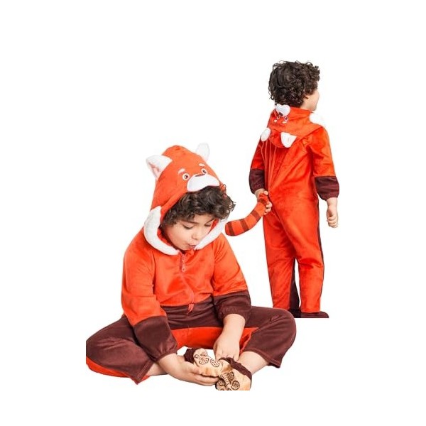 IKALI Bébé panda rouge vêtements pour enfants filles garçons Panda petit pantalon de corps raton laveur capuchon de Noël 6-12