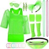 Tenue des années 80 90 pour femme - Fluo 80 ans - Tenue de fête avec maille, débardeur, sac banane, chauffe-jambes, bandeau, 