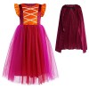 Mary Sanderson Costume pour enfants Filles Robe de sorcière en tulle de velours Capuche Sanderson Sister Fancy Dress up Outfi