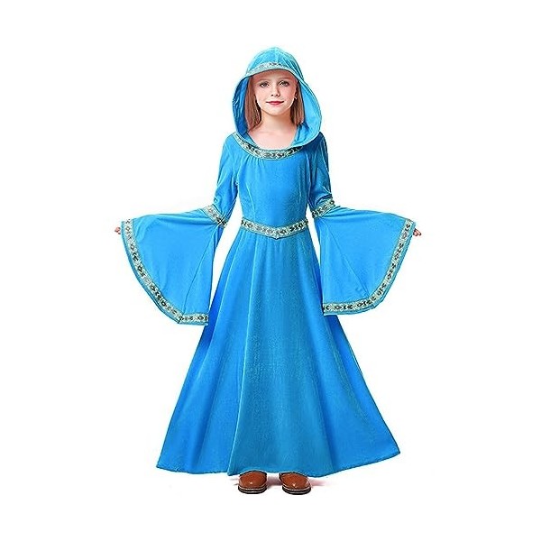 Feynman Costume médiéval pour enfant fille - Renaissance Anoblesse Palais Princesse Robe Halloween victorienne Reine Costume 