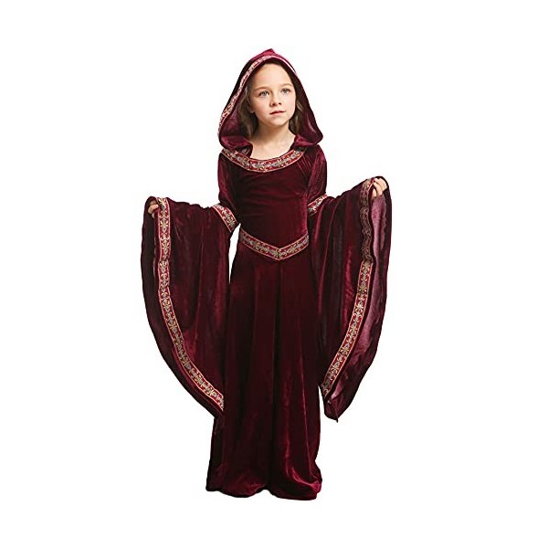 Feynman Costume médiéval pour enfant fille - Renaissance Anoblesse Palais Princesse Robe Halloween victorienne Reine Costume 