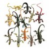 Yitaocity Lot de 12 lézards réalistes en caoutchouc - Figurines danimaux - Modèle artificiel - Lézard reptile pour décoratio