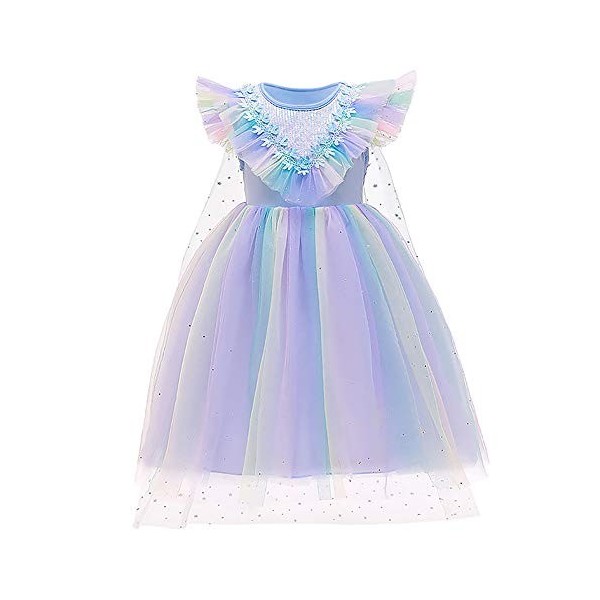 FYMNSI Costume de princesse Elsa de la Reine des Neiges avec accessoires pour enfants de 2 à 9 ans - Bleu - 5 ans