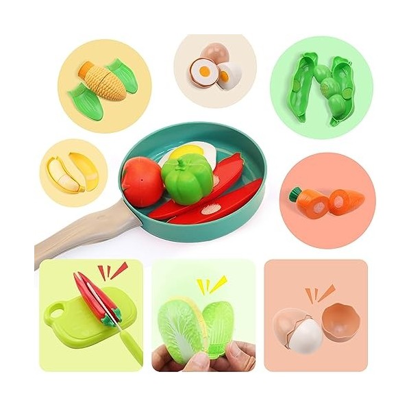 LASIEYO 41 pièces Accessoires de jouets de cuisine pour tout-petits Jouets de cuisine Ustensiles de cuisine Jouet pour garçon