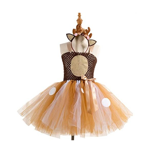 Amosfun Costume de cerf pour filles - Tutu - Ensemble de robes de Noël - Tenue danniversaire