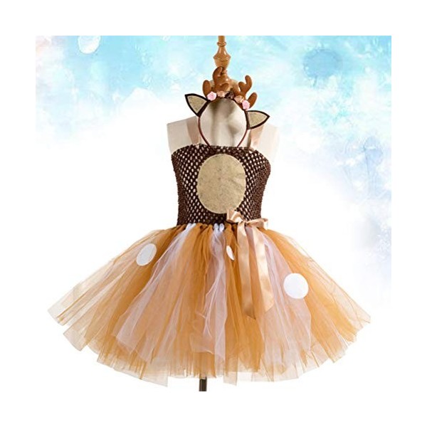 Amosfun Costume de cerf pour filles - Tutu - Ensemble de robes de Noël - Tenue danniversaire