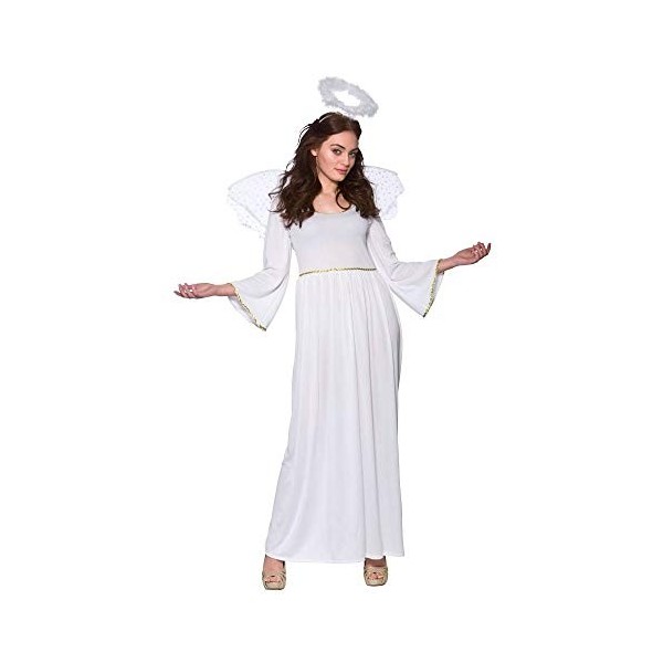 LADIES WHITE NATIVITY ANGEL CHRISTMAS FANCY DRESS COSTUME