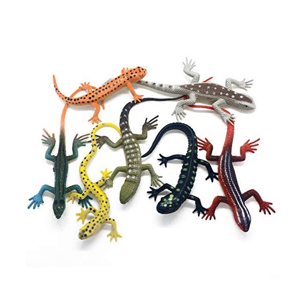 Yitaocity Lot de 12 lézards réalistes en caoutchouc - Figurines danimaux - Modèle artificiel - Lézard reptile pour décoratio