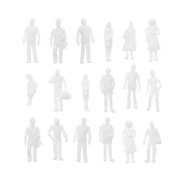 OTOTEC 100pcs 1: 300 Personnes Blanches Figurines Non Peintes Modèles de Personnages Miniatures Exquis Accessoires Décoratifs