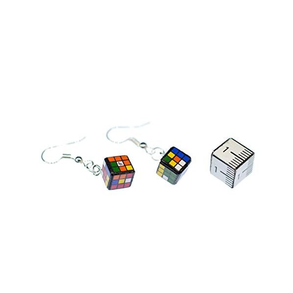 Miniblings Boucles doreilles cubiques magiques colorées en forme de casino Jeu de société Puzzle 3D