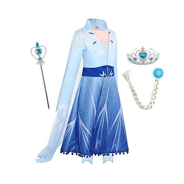 IBTOM CASTLE Costume de princesse Cendrillon Sofia Rapunzel, pour enfant, robe longue pour fête, cosplay, carnaval, demoisell