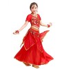 Grouptap Filles Bollywood Indien Princesse Arabe Danse du Ventre Porter Fantaisie Parti Costume Jupe Robe Rouge Enfants Costu